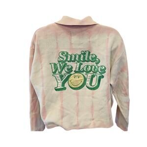 Sandro 2 (6) womens cropped shaket tie-dye retro long sleeve knit smile applique